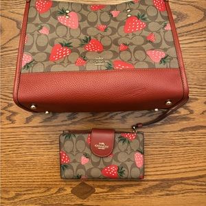 Coach Strawberry Dempsey Carryall Tote & wallet